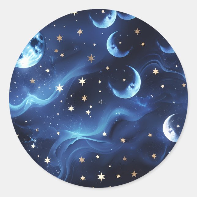 Sticker - Sapphire Blue Celestial Moon Design (Vorderseite)