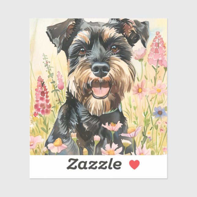 Sticker – Schnauzer Die-Cut Wasserfarben-Sticker (Blatt)