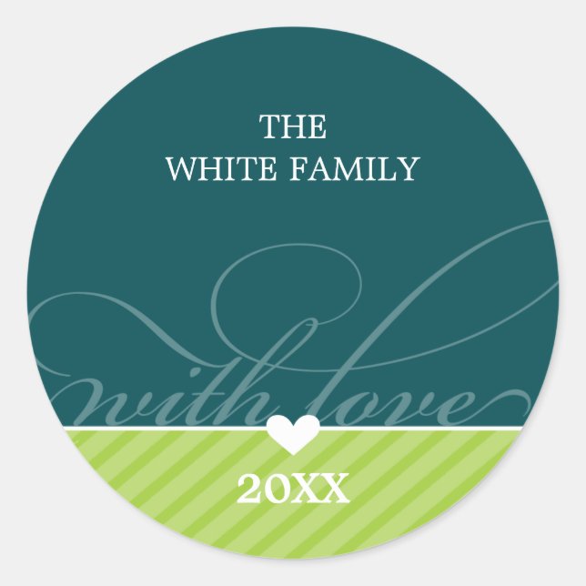 STICKER-SIEGEL - MIT LIEBE: hübscher Typ 4: Runder Aufkleber (Vorderseite)