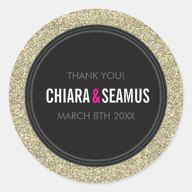 STICKER SIEGEL Moderner Glitzer Schwarz (Vorderseite)