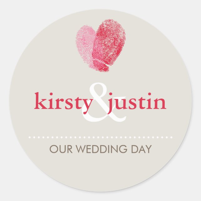 STICKER SIEGEL niedliche HochzeitsFingerabdruck He (Vorderseite)
