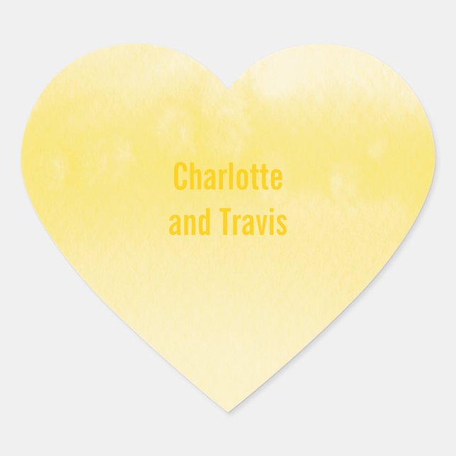 STICKER-SIEGEL: Ober-Aquarellgelb Herz-Aufkleber (Vorderseite)