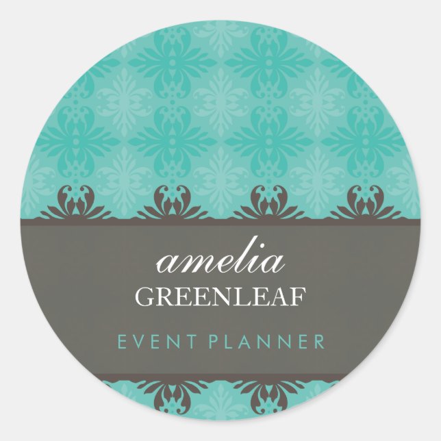 STICKER-SIEGEL: stilvoll gemustert 5 Runder Aufkleber (Vorderseite)