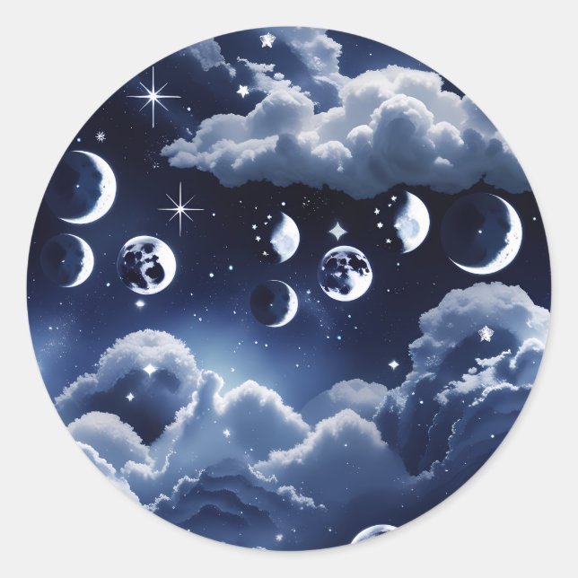 Sticker - Silbernes Mond Design mit himmlischer No (Vorderseite)
