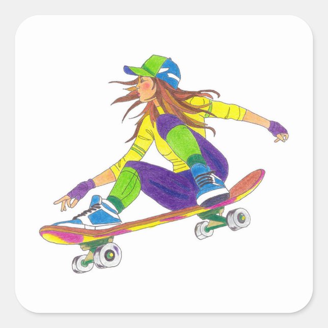 Sticker Skateboard Girl (Vorderseite)