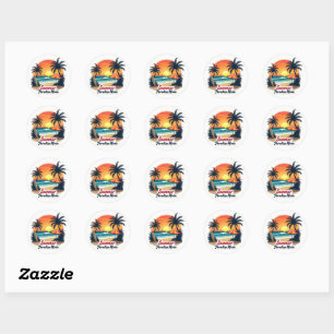 Sticker Sommerparadies Retro-Strandszene