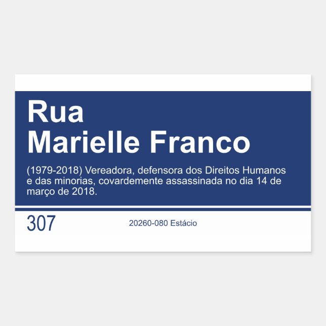 Sticker Street sign Marielle Franco (Vorderseite)