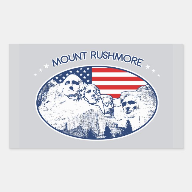Sticker. T-Shirt. Mount Rushmore, USA Amerika Rechteckiger Aufkleber (Vorderseite)