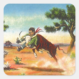 Sticker Vintag Cowboy Steer Wrangler Rodeo Sport