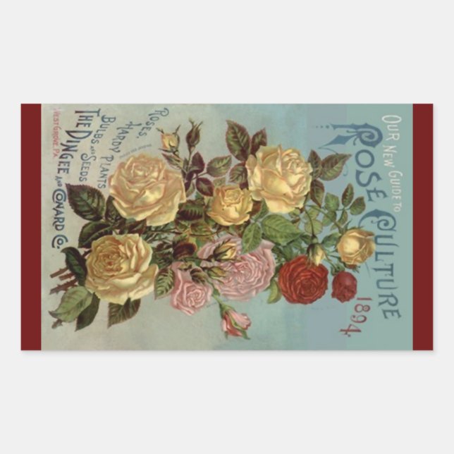 Sticker Vintag Heirloom Rose 1894 Rose Kultur (Vorderseite)