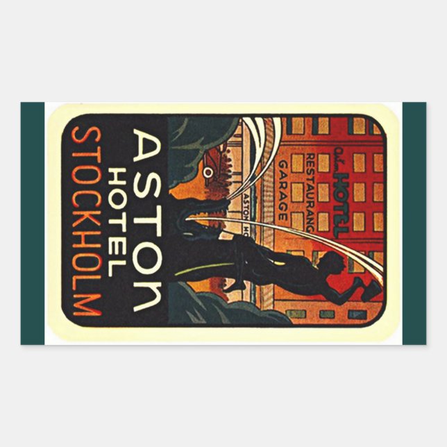 Sticker Vintage Travel Hotel Stockholm Schweden (Vorderseite)