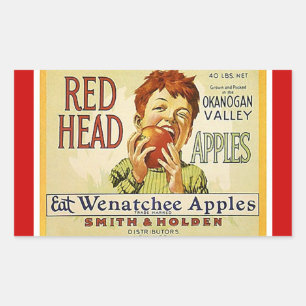 Sticker Vintage-Werbung Red Head Äpfel Apfel
