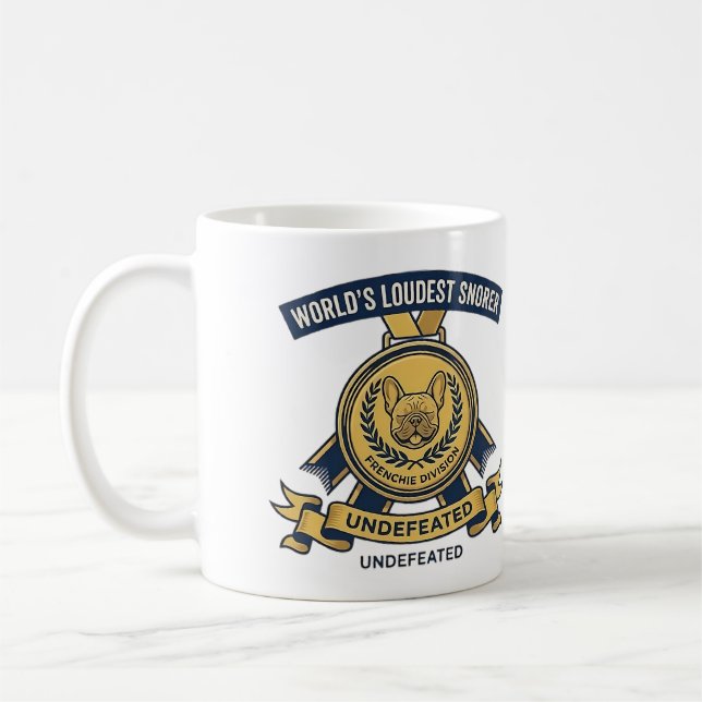 Sticker Weltlautester Schnarcher Frenchie Trophy Kaffeetasse (Links)