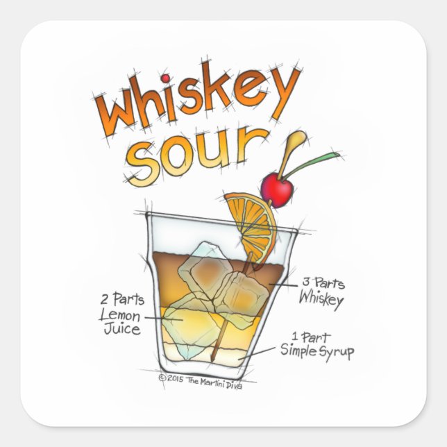 STICKER - WHISKEY SOUR RECIPE COCKTAIL ART (Vorderseite)