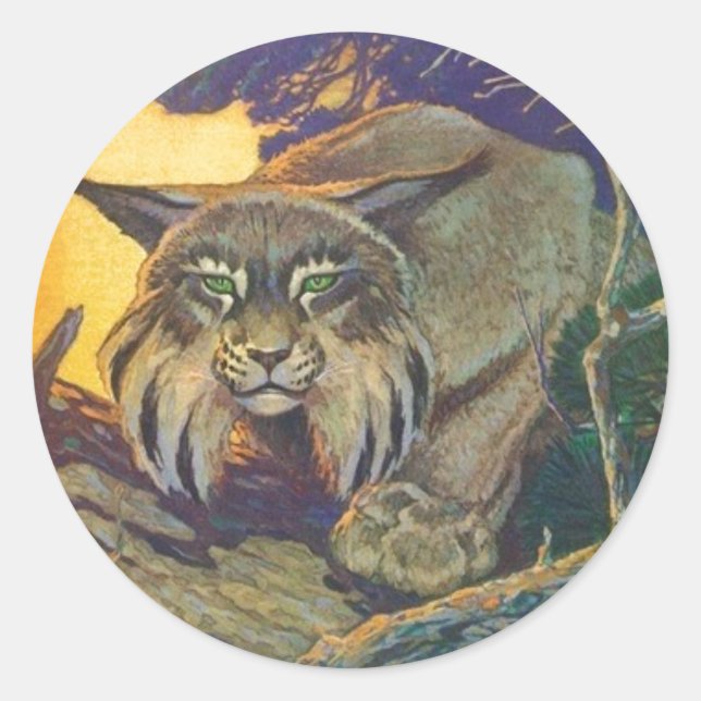 Sticker Wildlife Bobcat Cat Hunt Twilight Sundown (Vorderseite)