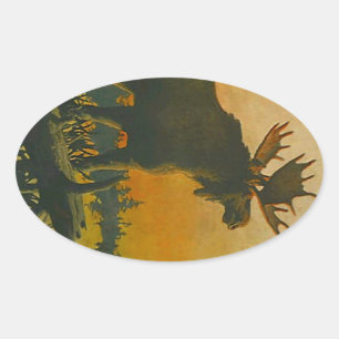 Sticker Wildlife Bull Moose @ Twilight Sundown