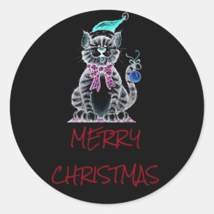 STICKER ZU SAGEN ** MERRY CHRISTMAS** MIT KITTEN