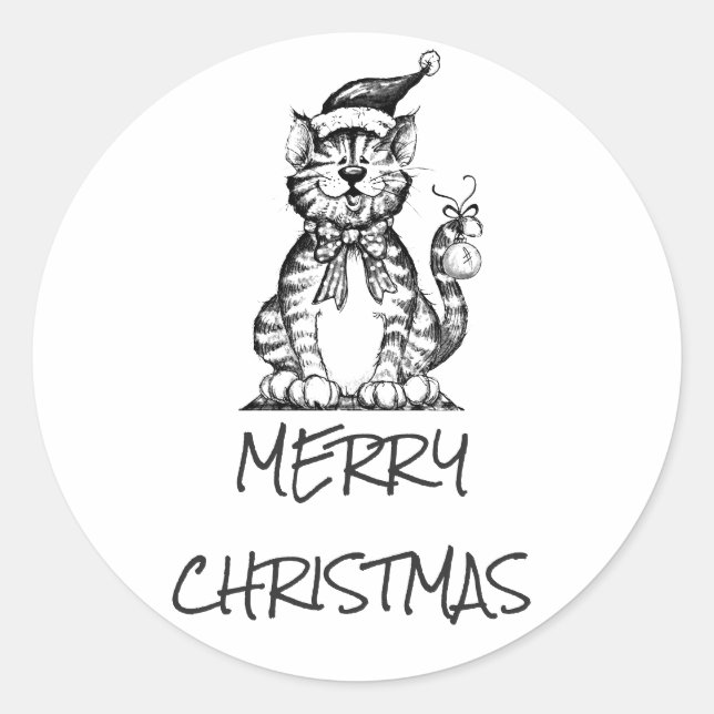 STICKER ZU SAGEN ** MERRY CHRISTMAS** MIT KITTEN (Vorderseite)