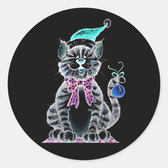 STICKER ZU SAGEN ** MERRY CHRISTMAS** MIT KITTEN (Vorderseite)