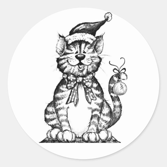 STICKER ZU SAGEN ** MERRY CHRISTMAS** MIT KITTEN (Vorderseite)