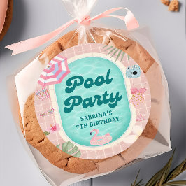 Sticker zum Geburtstag Pink Summer Pool Party