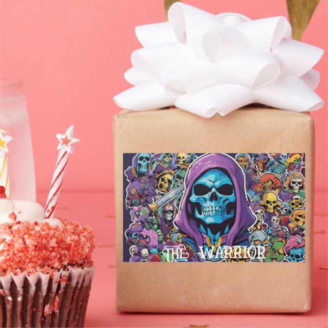 Stickerbombe voll Skelettor Rechteckiger Aufkleber (Party)