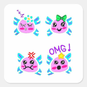 StickerDream Big: Kawaii Neon-Sticker von 11-Jähri Quadratischer Aufkleber