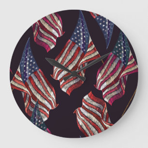 Stickerei auf amerikanischer Flagge: patriotisches Große Wanduhr