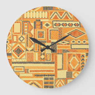 Stickerei Bohemisches Muster Nahtloses Muster Große Wanduhr