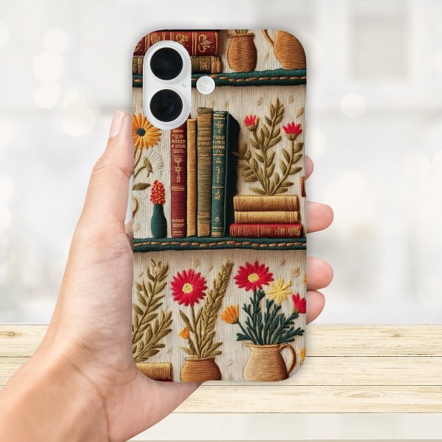 Stickerei Case-Mate iPhone Hülle (Embroidery style Bookcase Case-Mate iPhone Case for book lovers)