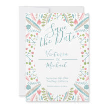 Stickerei Einladungen mit floraler Save the Date