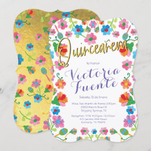 Stickerei Floral Quinceñera mexikanisches Spanisch Einladung
