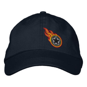 Stickerei für das Stencil Retro Racing Flames Bull Bestickte Baseballkappe