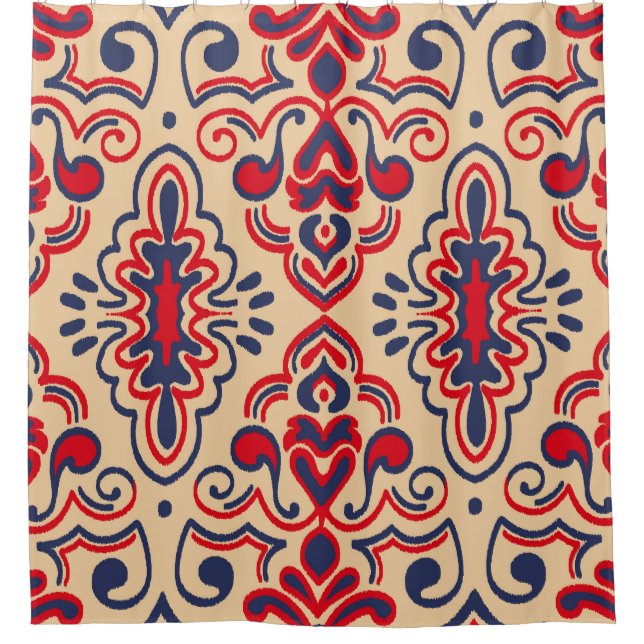 Stickerei: Ikat-Stoffmuster Duschvorhang (Vorderseite)
