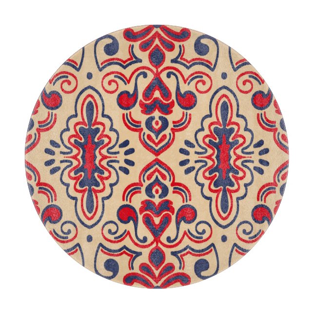 Stickerei: Ikat-Stoffmuster Schneidebrett (Vorderseite)