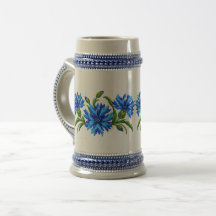 Stickerei-Look Blaue Kornblumen