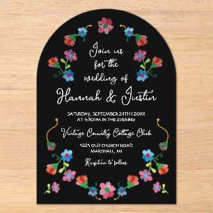 Stickerei mexikanische Fiesta Floral Wedding Acryleinladungen