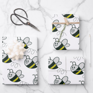 Stickerei Niedliche BienenBaby-Dusche Geschenkpapier Set