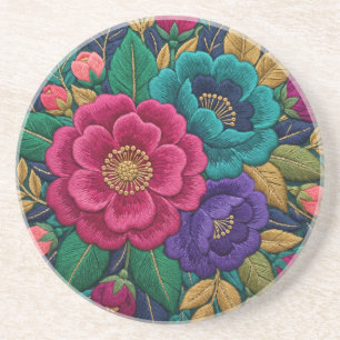 Stickerei-Stil Florale Boheme-Kunst-Unterlage Getränkeuntersetzer