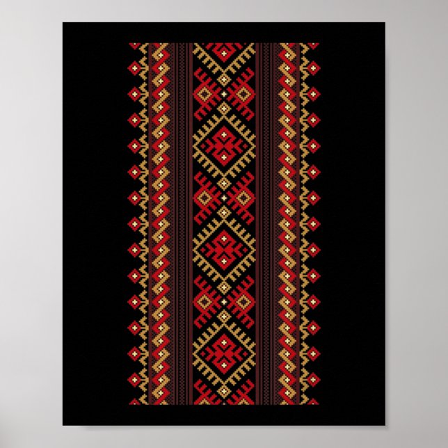 Stickerei Ukraine Vyshyvanka Print Ethnic Muster Poster (Vorne)
