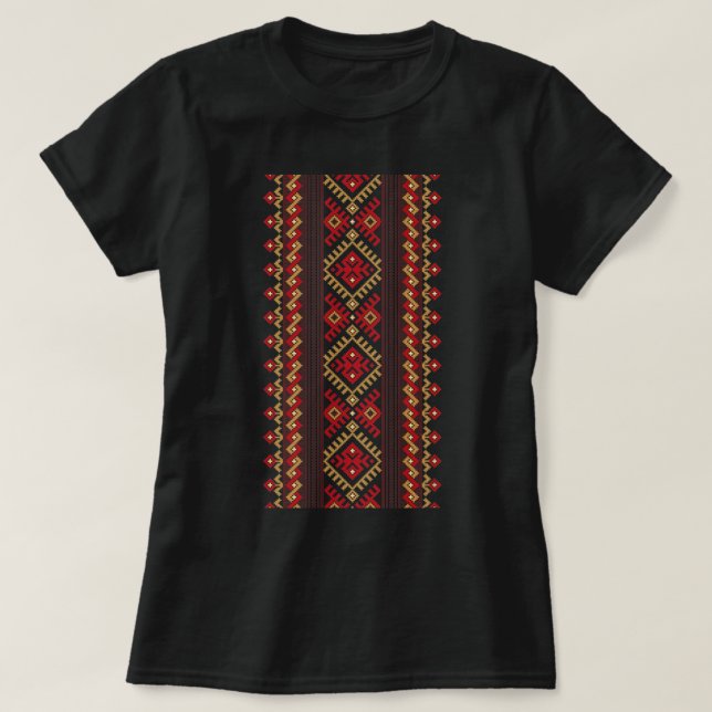Stickerei Ukraine Vyshyvanka Print Ethnic Muster T-Shirt (Design vorne)