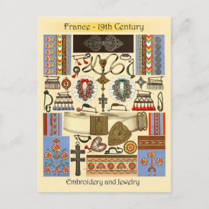 Stickerei und Schmuck - Frankreich, 19. Jahrhunder Postkarte