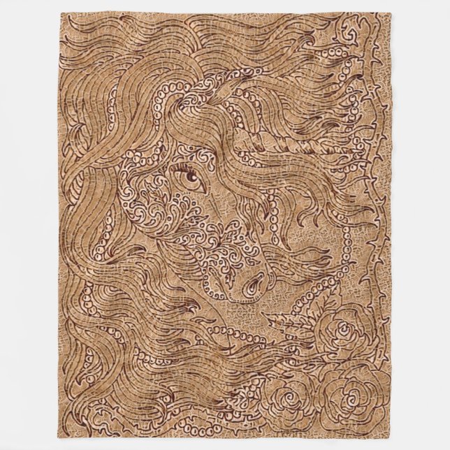 Stickerei Unicorn Holzart Fleecedecke (Vorderseite)