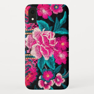 Stickereibestickt mit blühendem schwarzrosa Bohros Case-Mate iPhone Hülle