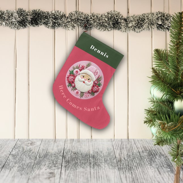 Stickereieffekt Weihnachten Weihnachtsmann Individ Großer Weihnachtsstrumpf (Von Creator hochgeladen)