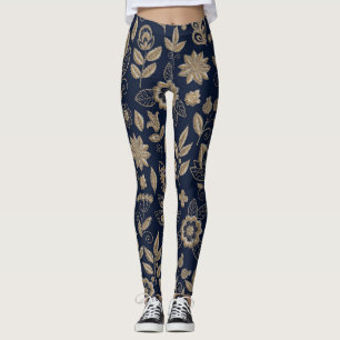 Stickereien Blume Dunkle Vintage Ornamente Leggings