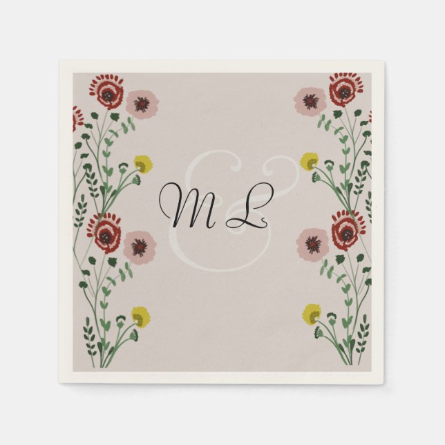 Stickereien botanischer Blumengarten Serviette (Vorderseite)