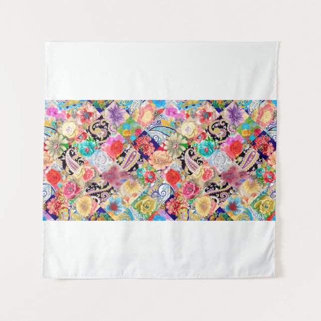 Stickereien mit Blumennekkeramik mit Blume und Wandteppich (Vorderseite)