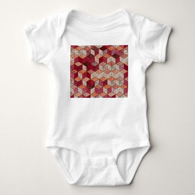 Stickereien mit Hexagons: Bohemisches Patchwork Pr Baby Strampler (Vorderseite)