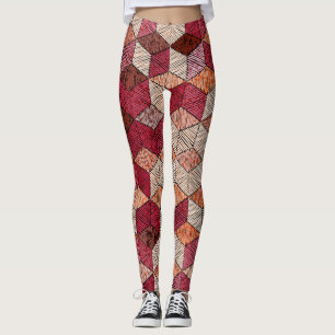 Stickereien mit Hexagons: Bohemisches Patchwork Pr Leggings